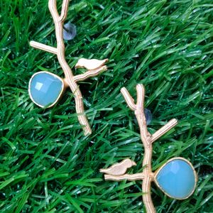 Brass Earrings - Mint Green