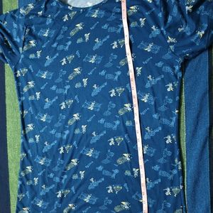 Blue Printed Ladies night Suit Top