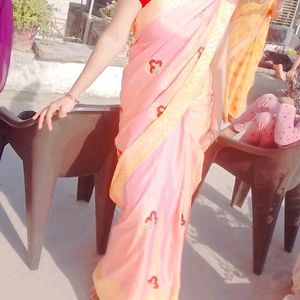 Sily Shining Saree With Embroidery Design