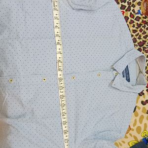 Zara Man Shirt Sky Blue Dotted Print