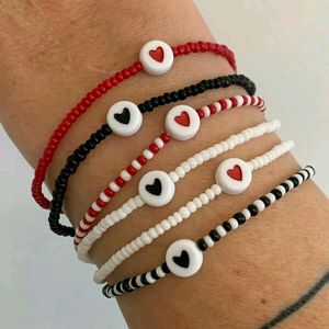 BEADED RED BRACELET COMBO OF 3