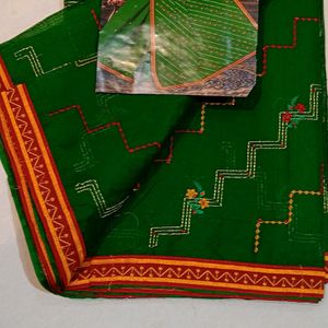 Cotton Green Saree