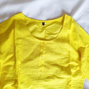 Brand New Yellow Pure Cotton Kurtha