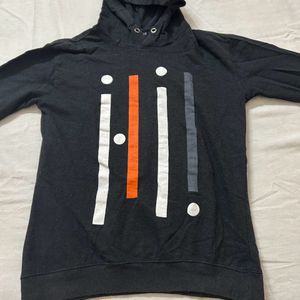 Black Printed Hoodie For Men