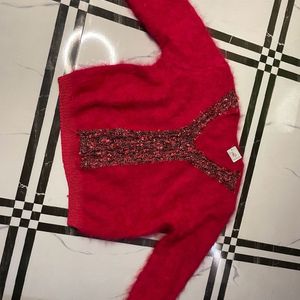 Cute Red Furr Sweater