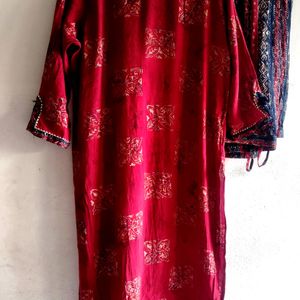 Beautiful Printed Maroon Kurta Set Size Issue