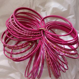 Pink Bangles Set Of 43 Pieces