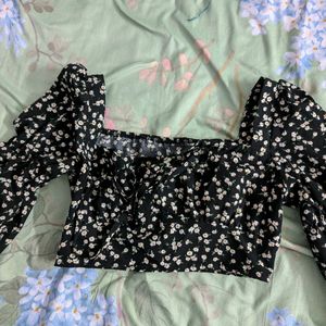 Black Floral Top From Urbanic