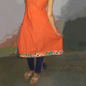 Flowy Orange Fusion Kurti