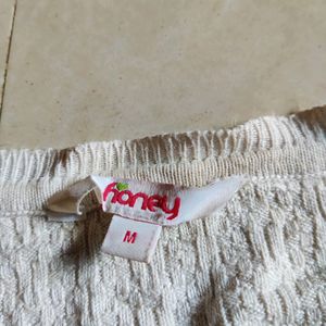 White Ribbed Sweatshirt