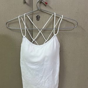 Padded white Crisscross Back Camisole