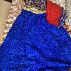 Blue Orange Choli Lehanga