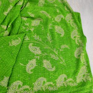 Parrot Green Glitter Saree