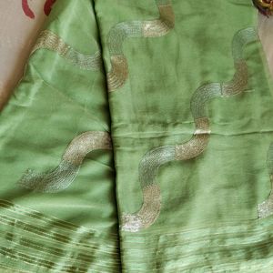 Pista Saree with Beautiful Sequence Work