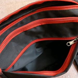 Office Sling BAG Men & Women- Black And Red Polyester