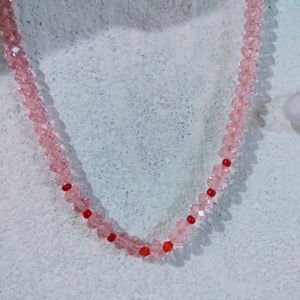 Aesthetic Rose Pink Pearl crystal Necklace