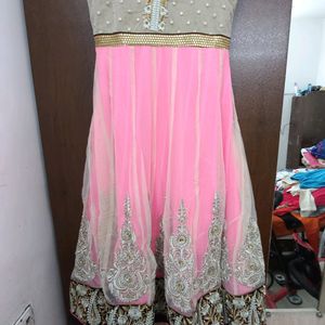 Neon Pink Color Long Gown