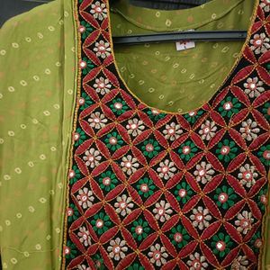 Kurti Embroidery Lime Green