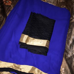 blue saree with blouse