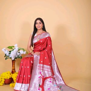 *Paithani silk saree with zari weaving work*