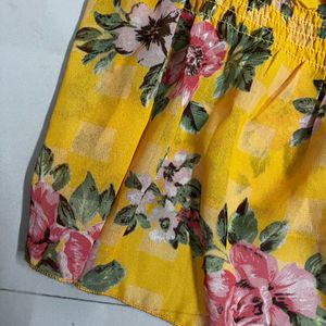 Floral Print Top - Mustard