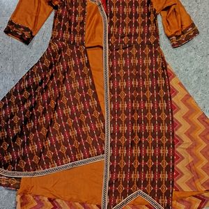 Dusty Orange & Brown Lyard Kurti