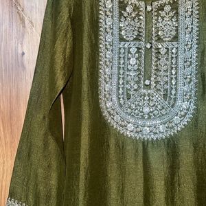 libas olive green kurta