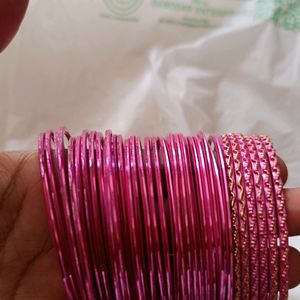 Pink Bangles Set Of 43 Pieces