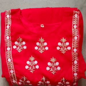 Beautiful Red Embroidered Kurta Set