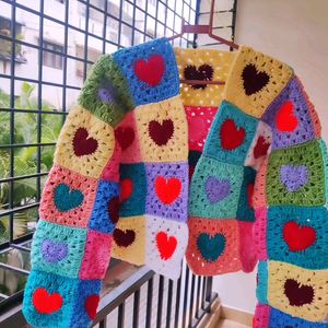 !! 20% DISCOUNT !!  Crochet Heart Cardigan