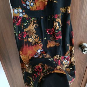 Black Floral A Line Dress