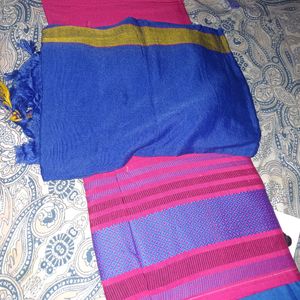 Khadi Linen Raw Pink Blue Suit With Dupatta