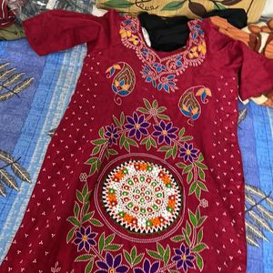 Red Colour Printed Kurti,Rajasthani print