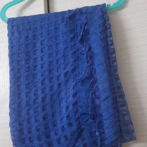 2 square net pattern shawl-blue,white