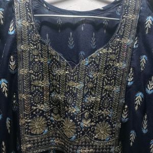 New Navy Blue Embroidery Kurti