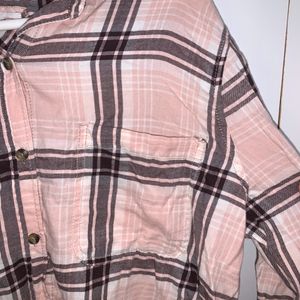 oversized pink and grey checkered shirt