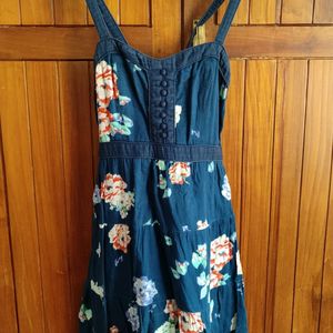Soft Blue Floral Strappy Summer Dress