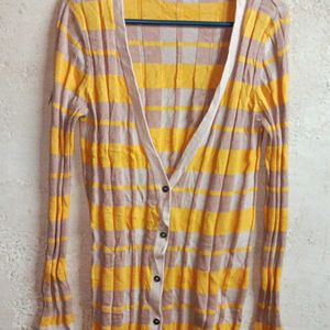 Trendy Ladies Sweater Cardigan Stripped Multicolor