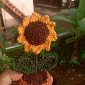 Handmade Crochet Sunflower Pot