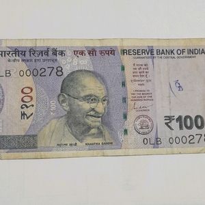 Hundred Rs Note Fancy Number 000278