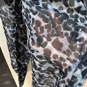 MAYRA- Black Animal Print Sheer Shirt