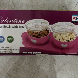 🆕2 Pc Ski Valentine Bowls Set with Tray