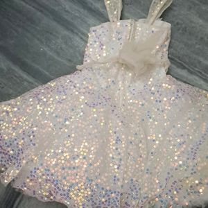 White Shimmer Gown For girls