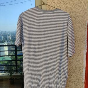 Max White And Grey Striped Tshirt For Summer