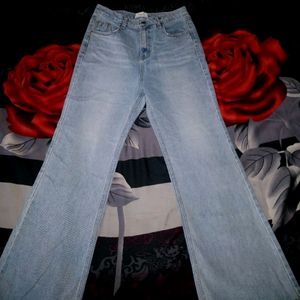 Women Wide Leg Blue Jeans