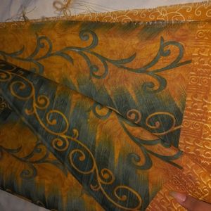 New Mustard Coloured Printed Saree