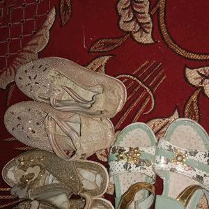 Three Pairs Used Girls Baby Footwear