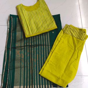 Price Drop!!! Lime Green Kurta Set With Duptta