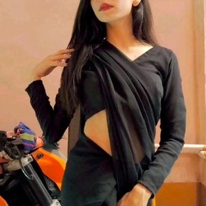 Cotton Black Saree Black Saree Origin: India