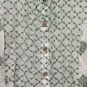 White And Green Women Kurti